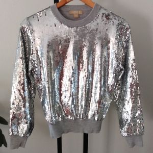Michael Kors Collection Pearl gray sequins sweater
